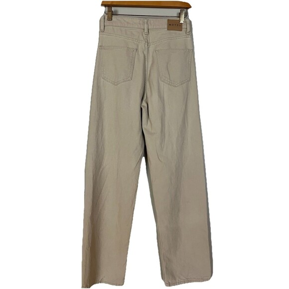 Motel Denim High Rise Wide Leg Tan Jeans, Relaxed Fit, Women Size XS - Picture 6 of 11